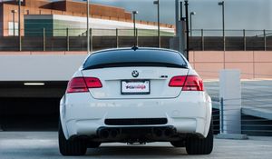 Превью обои bmw, m3, e92, авто, белый, вид сзади