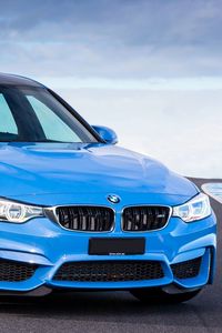 Превью обои bmw, m3, f80, голубой, вид сбоку