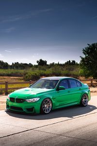 Превью обои bmw, m3, f80, зеленый, вид сбоку