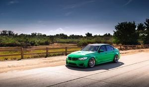 Превью обои bmw, m3, f80, зеленый, вид сбоку