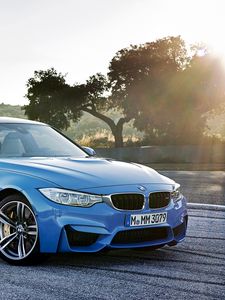 Превью обои bmw, m3, вид сбоку, синий