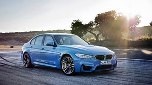 Превью обои bmw, m3, вид сбоку, синий