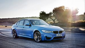 Превью обои bmw, m3, вид сбоку, синий