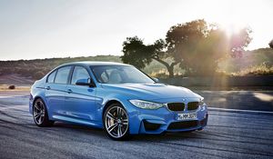 Превью обои bmw, m3, вид сбоку, синий