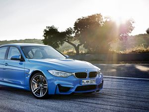 Превью обои bmw, m3, вид сбоку, синий