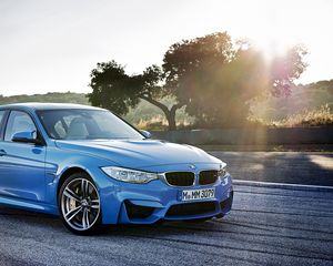 Превью обои bmw, m3, вид сбоку, синий