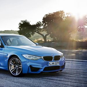 Превью обои bmw, m3, вид сбоку, синий