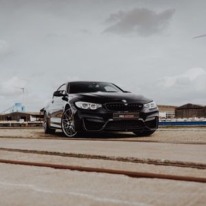 Превью обои bmw m4, bmw, автомобиль, спорткар, черный