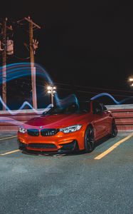 Превью обои bmw m4, bmw, автомобиль, спорткар, вид спереди, красный