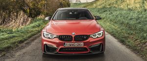 Превью обои bmw m4, bmw, автомобиль, красный, вид спереди