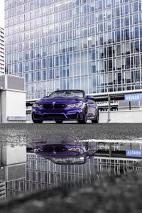 Превью обои bmw m4, bmw, автомобиль, кабриолет, фиолетовый, стоянка