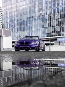 Превью обои bmw m4, bmw, автомобиль, кабриолет, фиолетовый, стоянка