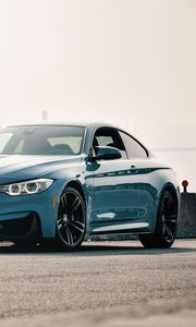 Превью обои bmw m4, bmw, машина, синий, купе, вид сбоку