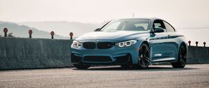 Превью обои bmw m4, bmw, машина, синий, купе, вид сбоку