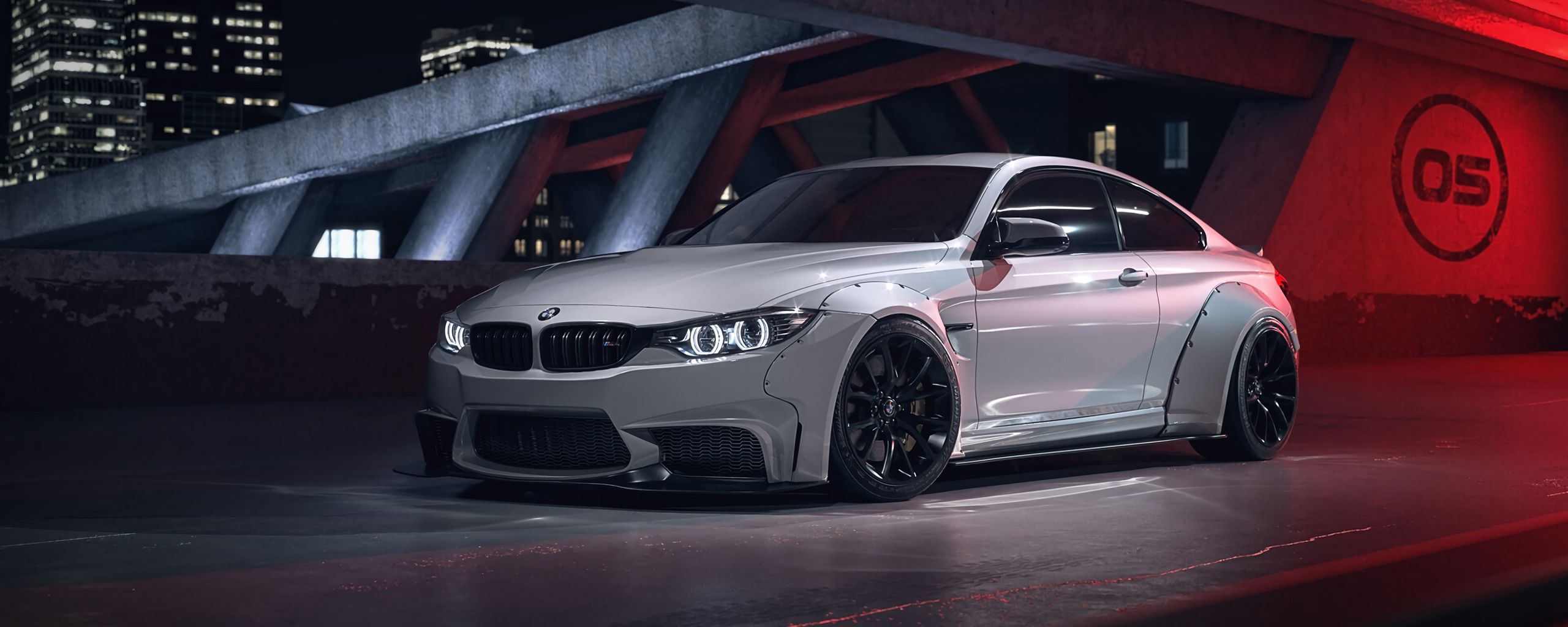 Скачать 2560x1024 bmw m4, bmw, машина, белый, вид сбоку обои, картинки  ультраширокий монитор