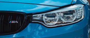 Превью обои bmw m4, bmw, машина, голубой, вид спереди