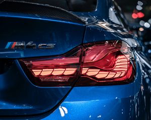 Превью обои bmw m4 cs, bmw, синий, вид сзади