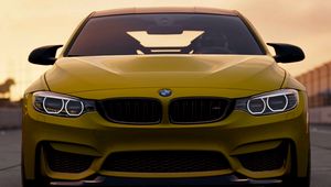 Превью обои bmw m4 gts, bmw m4, bmw, вид спереди, желтый, авто