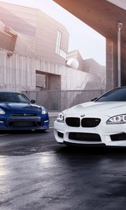 Превью обои bmw m6, bmw, nissan gt-r, nissan, авто