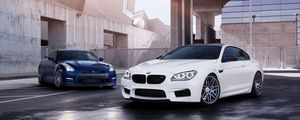 Превью обои bmw m6, bmw, nissan gt-r, nissan, авто