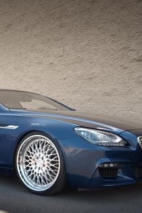 Превью обои bmw, m6, f13, 650i, синий, вид сбоку