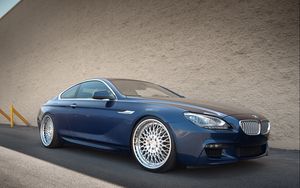 Превью обои bmw, m6, f13, 650i, синий, вид сбоку