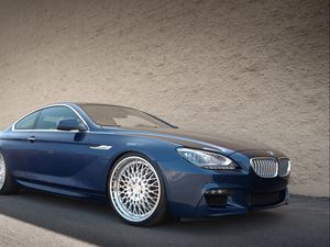 Превью обои bmw, m6, f13, 650i, синий, вид сбоку