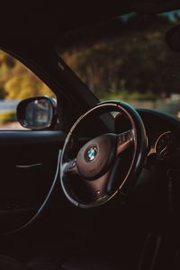 Превью обои bmw, машина, руль, черный