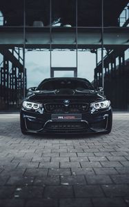 Превью обои bmw, машина, вид спереди, черный