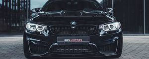 Превью обои bmw, машина, вид спереди, черный