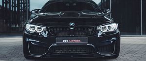 Превью обои bmw, машина, вид спереди, черный
