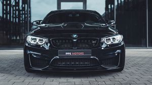 Превью обои bmw, машина, вид спереди, черный