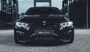Превью обои bmw, машина, вид спереди, черный