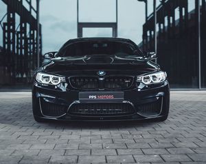 Превью обои bmw, машина, вид спереди, черный