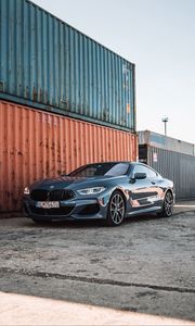 Превью обои bmw, машина, вид спереди, фары