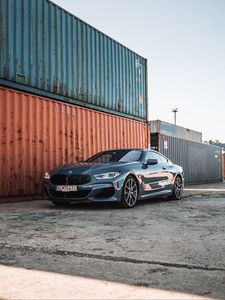 Превью обои bmw, машина, вид спереди, фары