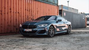 Превью обои bmw, машина, вид спереди, фары