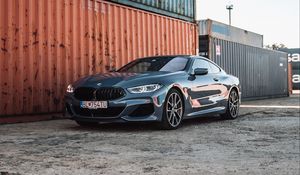 Превью обои bmw, машина, вид спереди, фары