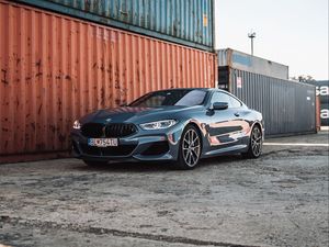 Превью обои bmw, машина, вид спереди, фары