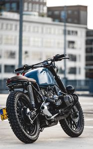 Превью обои bmw r80, bmw, мотоцикл, байк, синий, вид сбоку