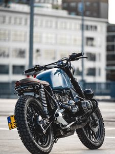 Превью обои bmw r80, bmw, мотоцикл, байк, синий, вид сбоку