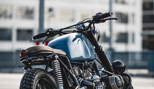 Превью обои bmw r80, bmw, мотоцикл, байк, синий, вид сбоку