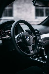 Превью обои bmw, руль, автомобиль, салон автомобиля