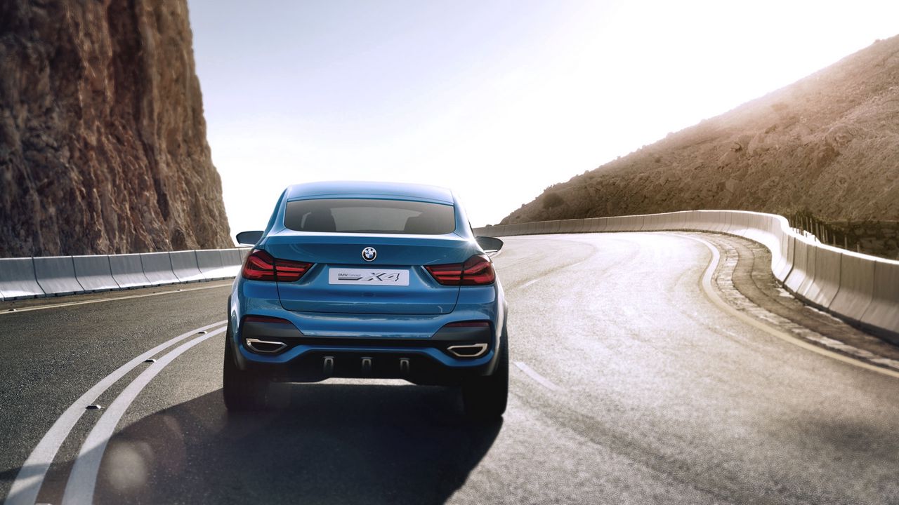 Обои bmw, x4, концепт, вид сзади, поворот