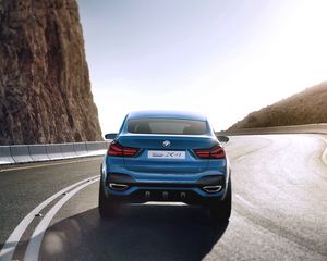 Превью обои bmw, x4, концепт, вид сзади, поворот