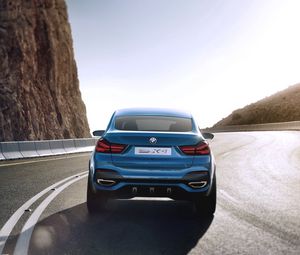 Превью обои bmw, x4, концепт, вид сзади, поворот