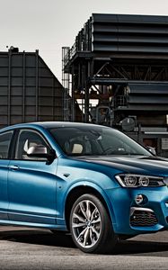 Превью обои bmw, x4, m40i, синий, вид сбоку