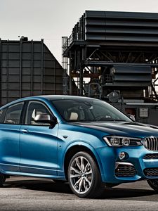 Превью обои bmw, x4, m40i, синий, вид сбоку