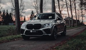 Превью обои bmw x5, bmw, автомобиль, серый, внедорожник