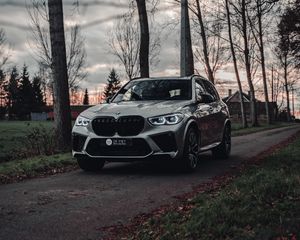 Превью обои bmw x5, bmw, автомобиль, серый, внедорожник